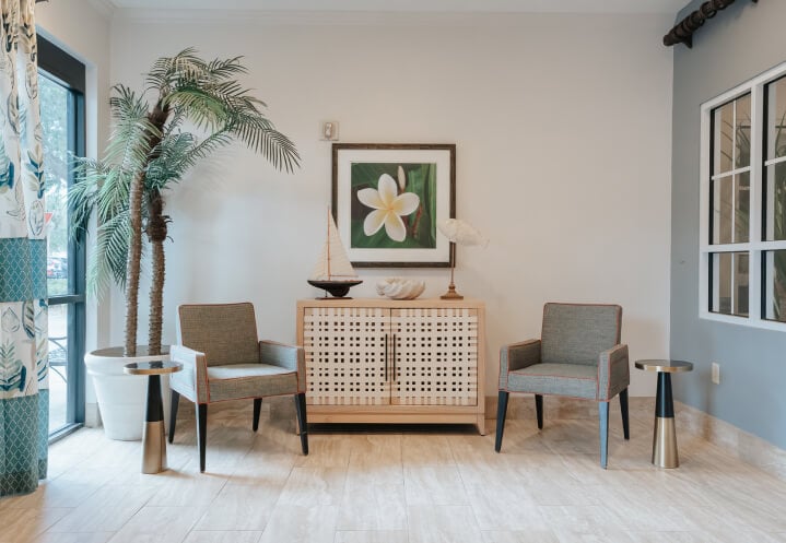 Serene Seating Area with Chairs and Cabinet at Memory Care Facility Serene Seating Area with Chairs and Cabinet at Memory Care Facility