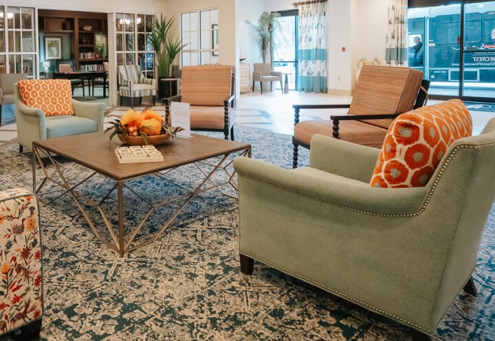 Welcome Lobby with Shared Seats at Assisted Living Facility Welcome Lobby with Shared Seats at Assisted Living Facility