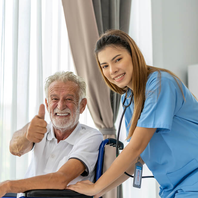 Caregiver Comforting Resident at Assisted Living Facility